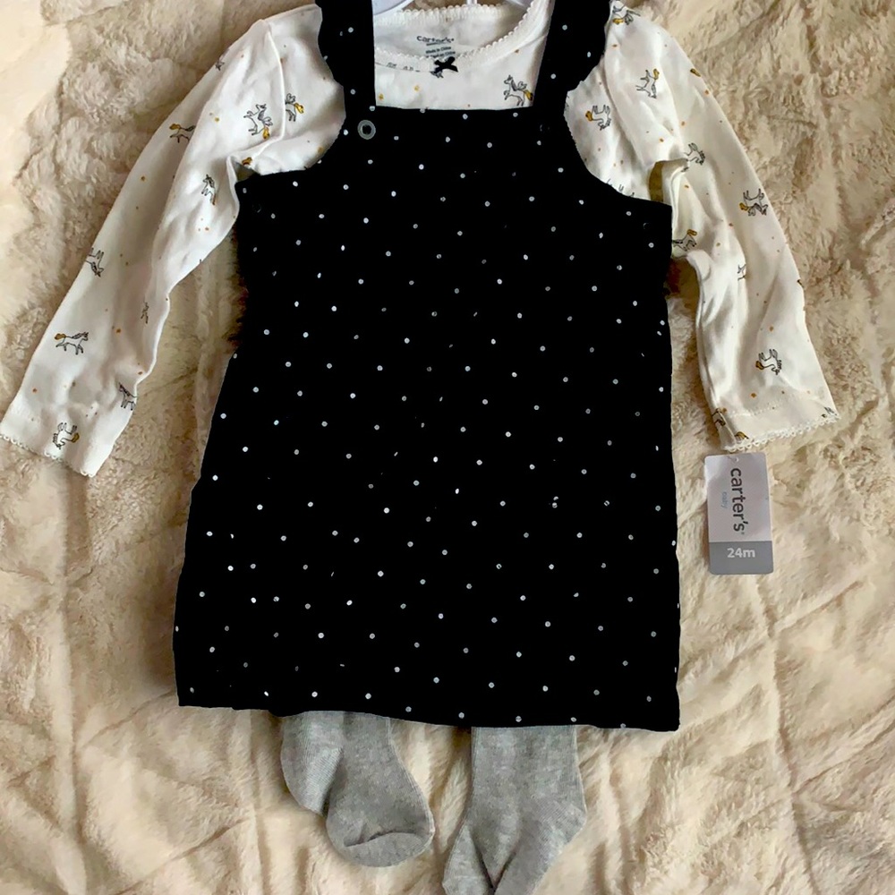 Carter’s Polka-DotCorduroyJumperUnicornTee24m🦄